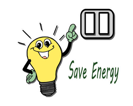 poster, energy saving, image of an electric lamp and a switch, white backgroundのイラスト素材