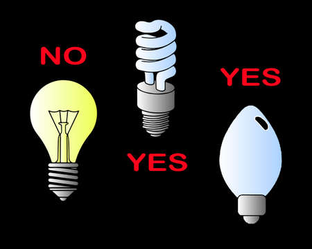 poster, energy saving, image of electric and energy saving lamps, black backgroundのイラスト素材