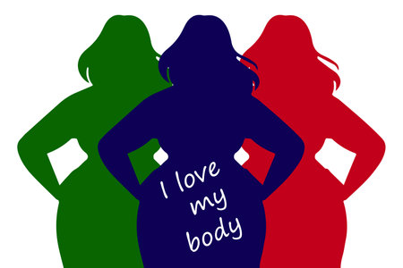 illustration, image on the theme of body positive, all the figures of a woman are beautiful, bannerのイラスト素材
