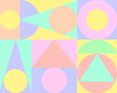 abstract background, geometric shapes, circles, triangles, delicate shadesのイラスト素材