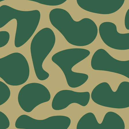 illustration, seamless pattern, abstract green spots on a beige background, for wallpaper and textileのイラスト素材