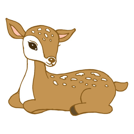 illustration, cute delicate hand-drawn fawn, postcard, textile, wallpaperのイラスト素材
