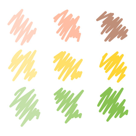 a set of drawn abstract sketches with a brush, shapes, delicate pastel colors, textiles, paper, wallpaper, decor for a kid's bedroomのイラスト素材