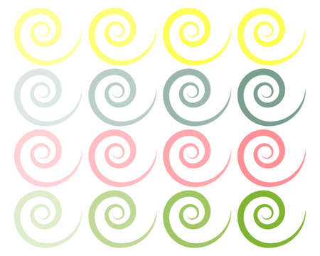 Set of drawn abstract shapes in the form of a spiral. Delicate pastel colors. Textiles, paper, wallpaper, decor for a children's bedroomのイラスト素材