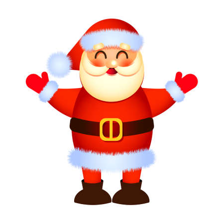 Christmas illustration drawn cheerful cute Santa Claus. Graphic design for brochures, posters, prints.のイラスト素材