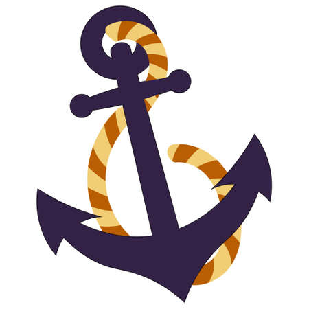 A nautical symbol, an anchor entwined with a rope. Design for decoration. Textile, print, paper.のイラスト素材