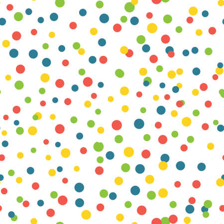 Seamless pattern with polka dots, multi-colored confetti on a white background. Simple decor for textiles, wrapping paper, coversのイラスト素材