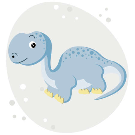 Cute light blue baby dinosaur on a gentle abstract background, children's illustration, postcard, printのイラスト素材