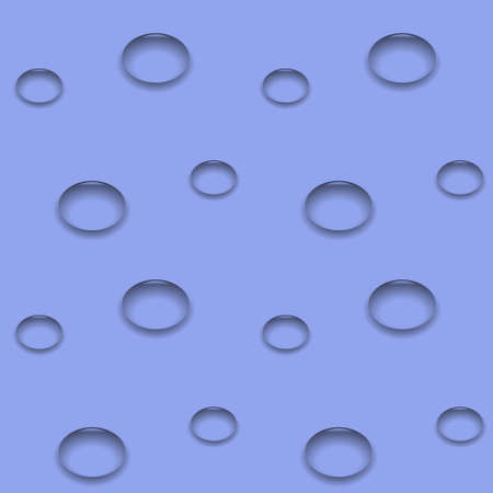 Seamless 3d pattern, realistic transparent drops on a light blue background. Print, textile, wallpaper, background.のイラスト素材