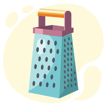 Kitchen utensils, metal grater on an abstract background. Icon, illustration, vectorのイラスト素材
