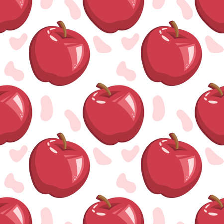 Seamless pattern, appetizing fruit apples on a white background. Print, textile, coverのイラスト素材