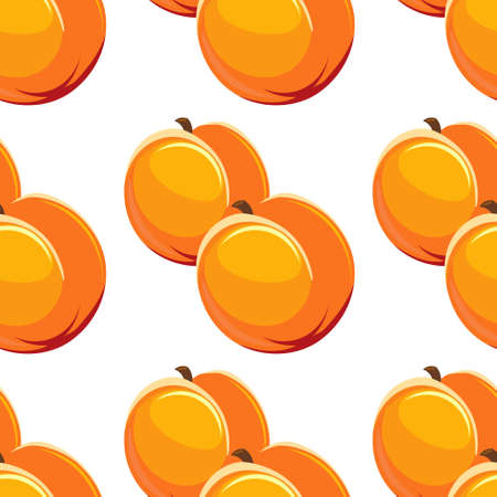Seamless pattern, appetizing fruit peaches on a white background. Print, textile, coverのイラスト素材