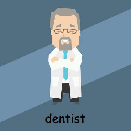 Abstract character, profession concept, drawn doctor dentist in a white coat. Cartoon illustration, clip art, icon, vectorのイラスト素材