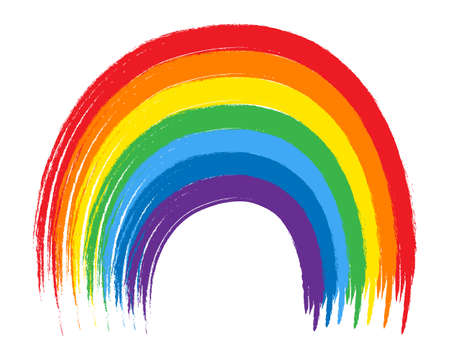 A colorful rainbow of acrylic brush strokes. print, background, vectorのイラスト素材