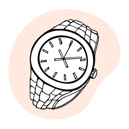 Contour drawing of men's watches. Clothes and accessories. Design for coloring book, illustration, vectorのイラスト素材
