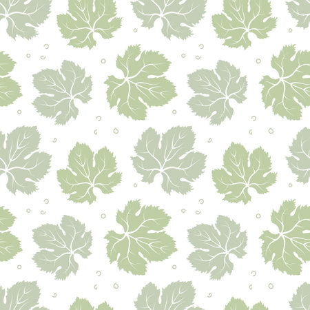 Seamless pattern from grape leaves in pastel colors, print, textile, vectorのイラスト素材