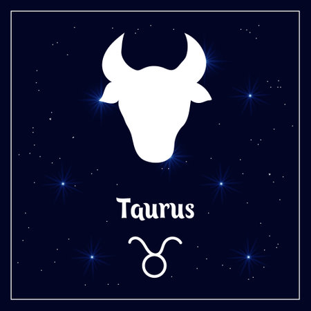 Taurus astrological sign of the zodiac horoscope on the night sky with sparkling stars....