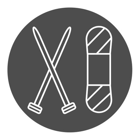 Knitting icon, skein of threads and knitting needles. Hobby and needlework concept. illustration vectorのイラスト素材