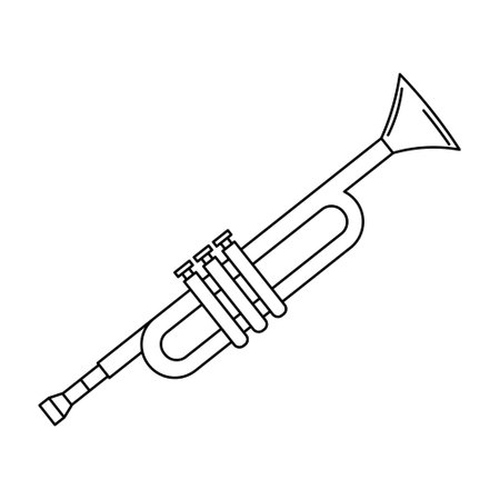 Trumpet, musical instruments, line art. sketch, icon, vectorのイラスト素材