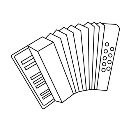 Accordion, musical instrument, line art. sketch, icon, vectorのイラスト素材