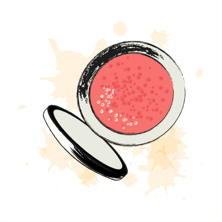 Cosmetic powder box, painted with grunge and watercolor brushes, fashion pastel colors. illustration, vectorのイラスト素材