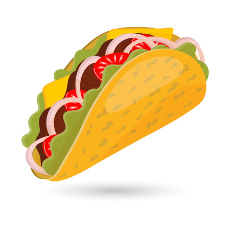 Mexican food, Taco, the national symbol of Mexico. illustration, vectorのイラスト素材