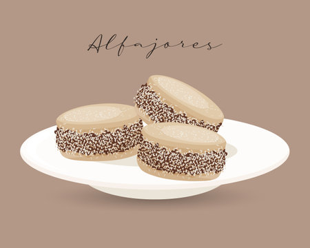 Alfajores cookies, Latin American cuisine, Argentinean national cuisine. food illustration, vectorのイラスト素材