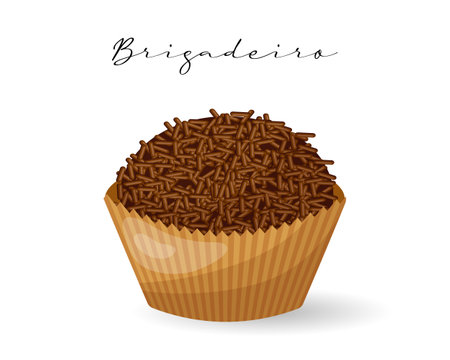 Chocolate dessert Brigadeiro with cocoa, Latin American sweet. National cuisine of Brazil. food illustration, vectorのイラスト素材