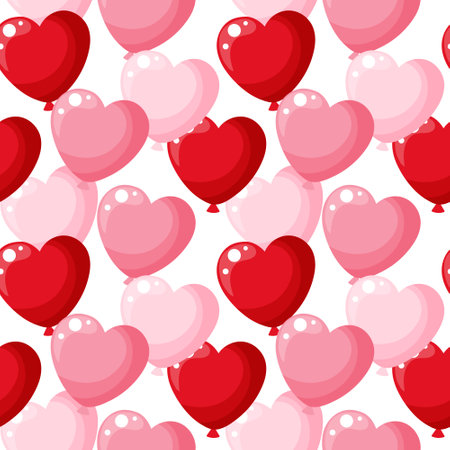 Seamless pattern, heart balloons. Background for Valentine's Day, holiday print, vectorのイラスト素材