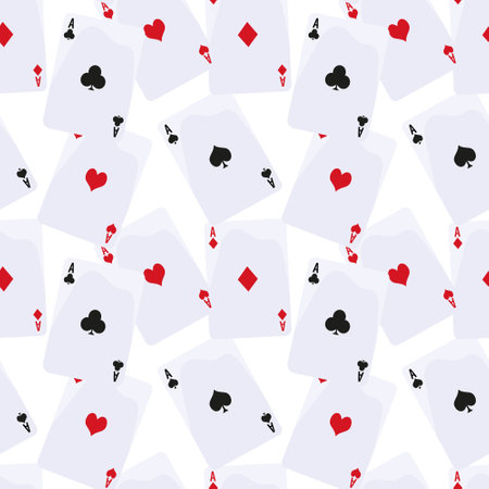 Casino background, playing cards, aces on a white background. seamless pattern, vector
