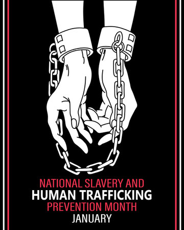 The concept of national slavery and human trafficking, female hands in chains. Illustration, vector.のイラスト素材