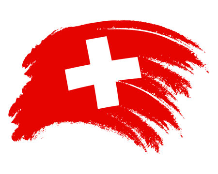 Abstract flag of Switzerland with grunge texture brush strokes. illustration, vectorのイラスト素材