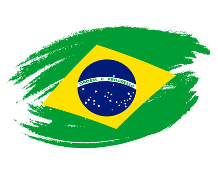 Abstract flag of Brazil with grunge texture brush strokes. illustration, vectorのイラスト素材