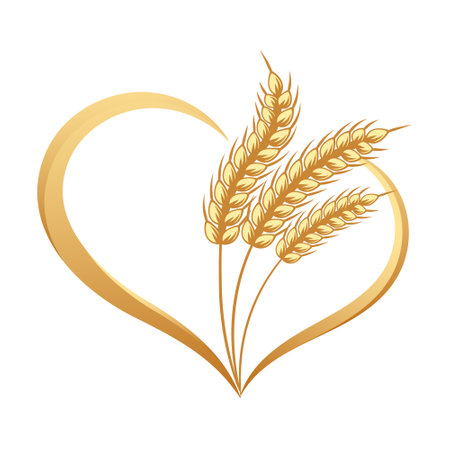 Ears of wheat in the shape of a heart. vector illustrationのイラスト素材