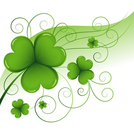 Abstract background with clover, shamrock leaves. Background for the holiday of St. Patrick. Print, postcard, vectorのイラスト素材