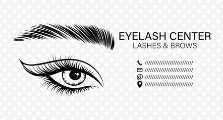 Female eyes with long eyelashes and eyebrows. Beauty logo for the center of eyelashes and eyebrows. Logo, business card, vectorのイラスト素材