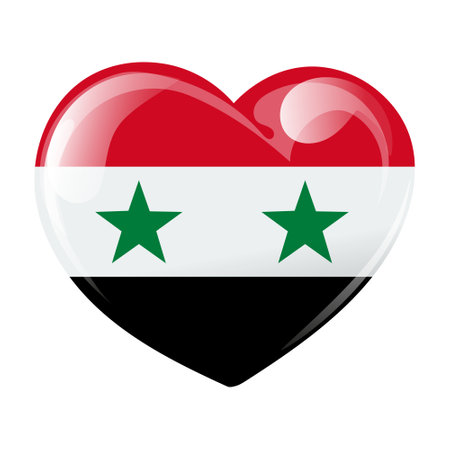 Flag of Syria in the shape of a heart. Heart with the flag of Syria. 3D illustration, vectorのイラスト素材