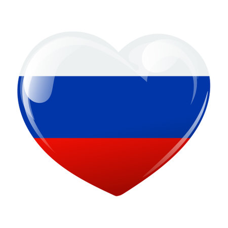 Flag of Russia in the shape of a heart. Heart with the flag of Russia. 3D illustration, vectorのイラスト素材