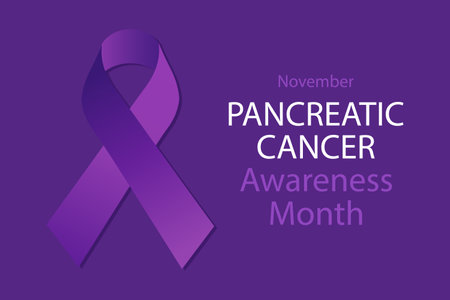 Pancreatic Cancer Awareness Month. Banner with purple ribbon. vectorのイラスト素材