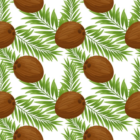 Seamless pattern with coconuts on a white background.のイラスト素材