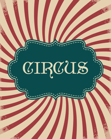 Retro poster for the circus on a striped background. Circus banner. vintage illustration, vectorのイラスト素材