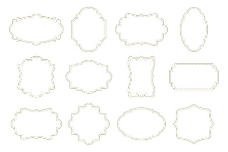 Collection of different curly frames for text, labels. Contour frames, templates, icons, vectorのイラスト素材