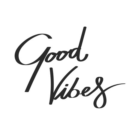 Boas vibracoes. Calligraphic inscription, quote, phrase. Greeting card, poster, typographic design, handwritten brush lettering. vectorのイラスト素材