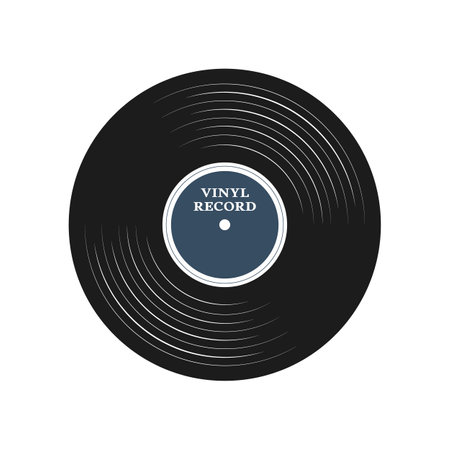 Vinyl record on a white background. Music retro icon, vintage logo, vectorのイラスト素材
