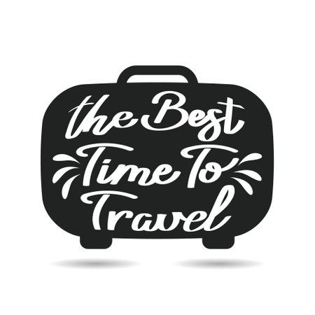 Best time to travel, lettering on tourist's suitcase. Summer illustration, logo, t-shirt print, vectorのイラスト素材