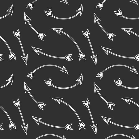 Seamless pattern with abstract arrows. Black and white design. Print, background, texture, vectorのイラスト素材