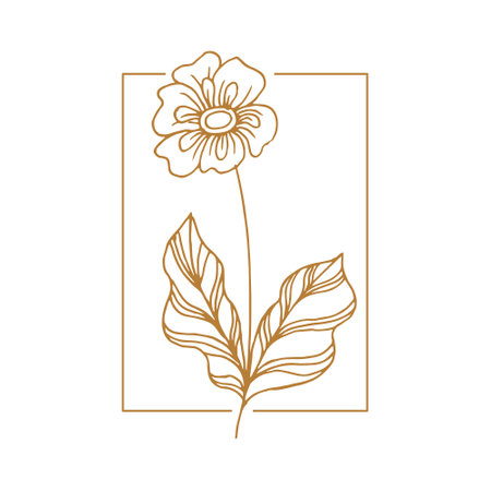 Wildflower linear logo sketch. Floral wreath wedding emblem design. Vintage herbs sketch in modern simple style. vectorのイラスト素材