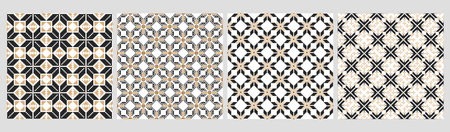 Set of ethnic seamless patterns. Geometric abstract two-color patterns Ethnic motifs. Print,...