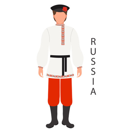 A man in Russian national traditional costume. Culture and traditions of Russia. Illustration, vectorのイラスト素材