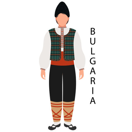 A man in a Bulgarian folk costume. Culture and traditions of Bulgaria. Illustration, vectorのイラスト素材